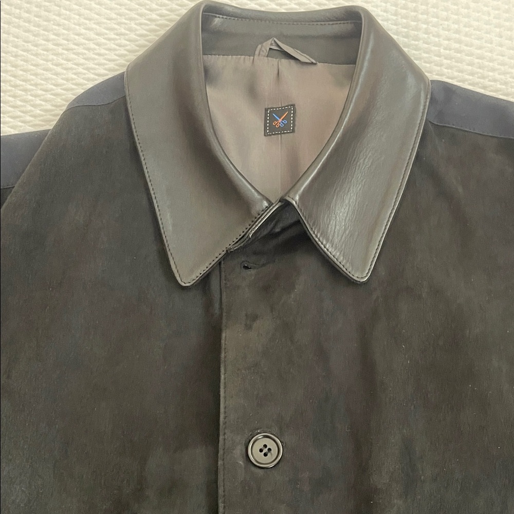 Men's Black Suede and Fabric contract Jacket